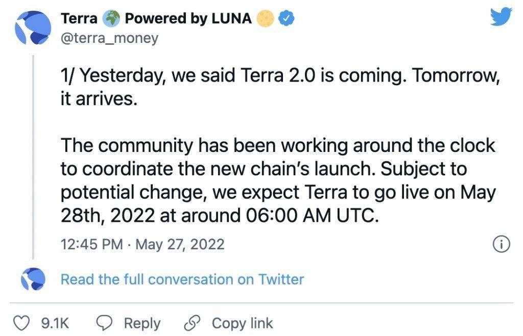 崩盘后的 LUNA 币换个新链卷土重来<strong></p>
<p>吉链币</strong>，上线半天又暴跌 70%