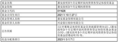 嘉实增强信用定期开放债券型证券 投资基金2023年第一次收益分配公告