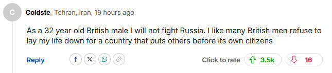 英国国防参谋长呼吁“准备牺牲儿女”<strong></p>
<p>比特儿海外</strong>，评论区大翻车